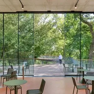 Large opening glass facade in holiday resort somerset