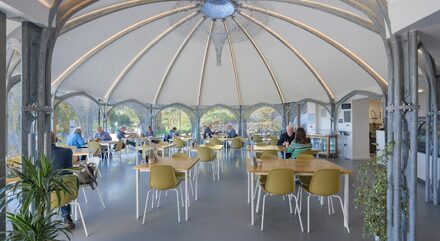 Glass pavilion inside