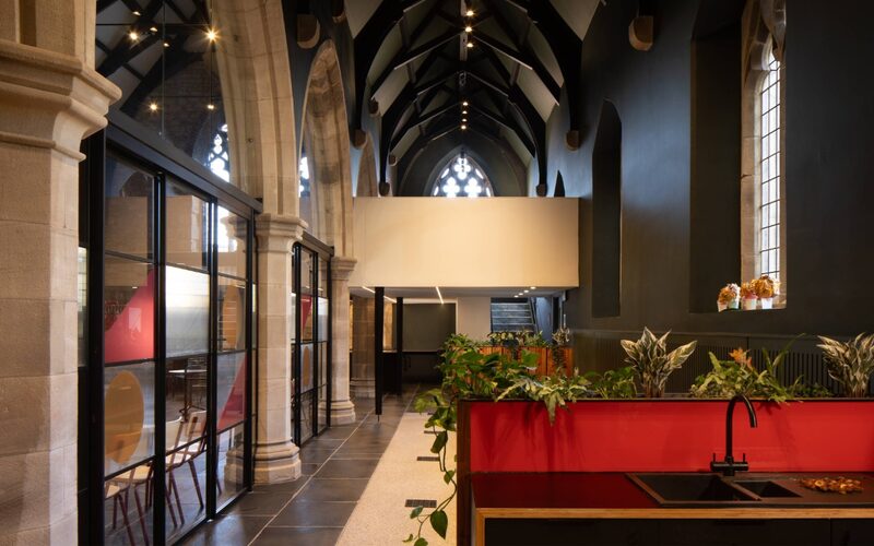 Side Aisle View of Bespoke Glazed Partitions in Newcastle | The Lighthouse Project