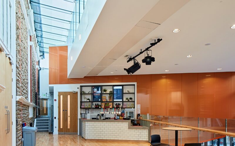 Internal View from Bar | Clerestory Structural Roof Glazing in Wales | Maesteg Town Hall