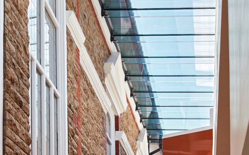 Glass Support Fins | Clerestory Structural Roof Glazing in Wales | Maesteg Town Hall